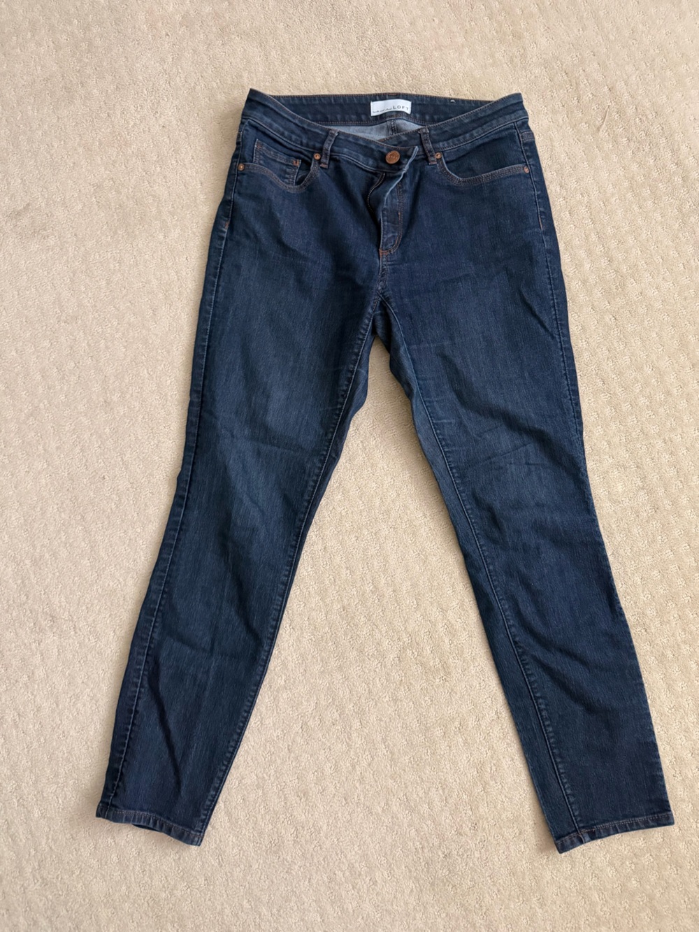 LOFT Curvy Skinny Dark Blue Jeans